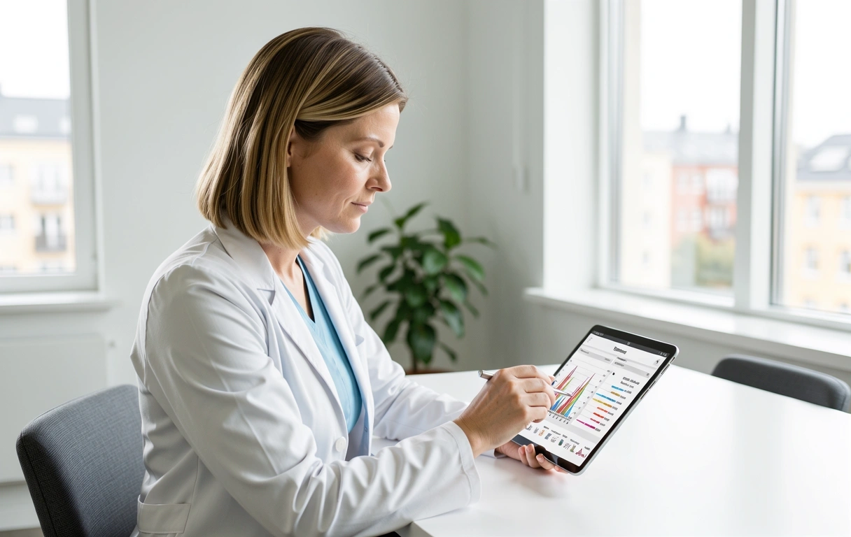 Nutritionist reviewing clinical data